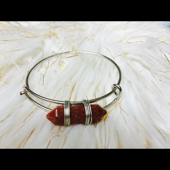 Goldstone Healing Crystal Bangle Bracelet - Picture 4 of 6